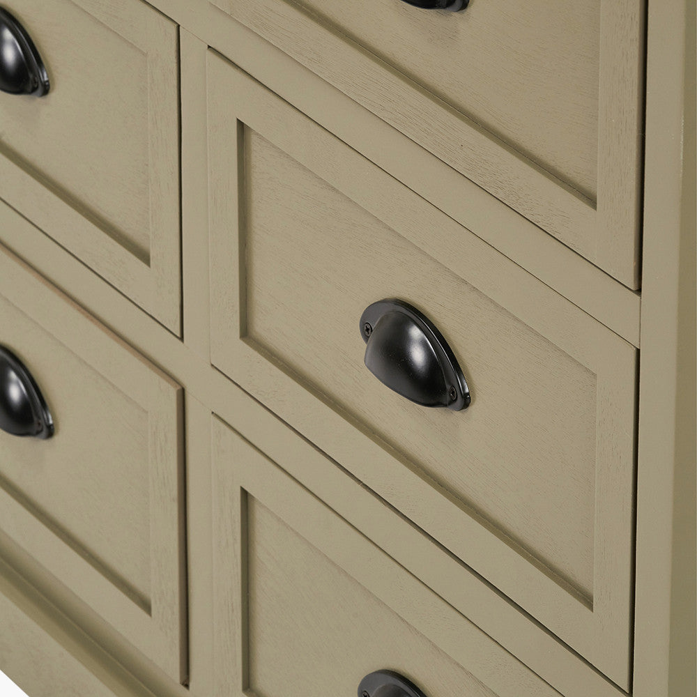 Croft Olive Pine Wood 6 Drawer Unit