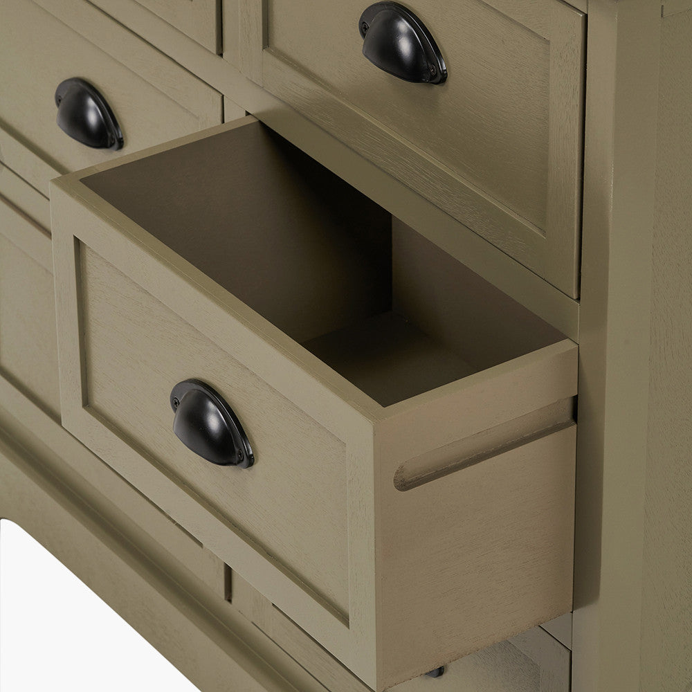 Croft Olive Pine Wood 6 Drawer Unit