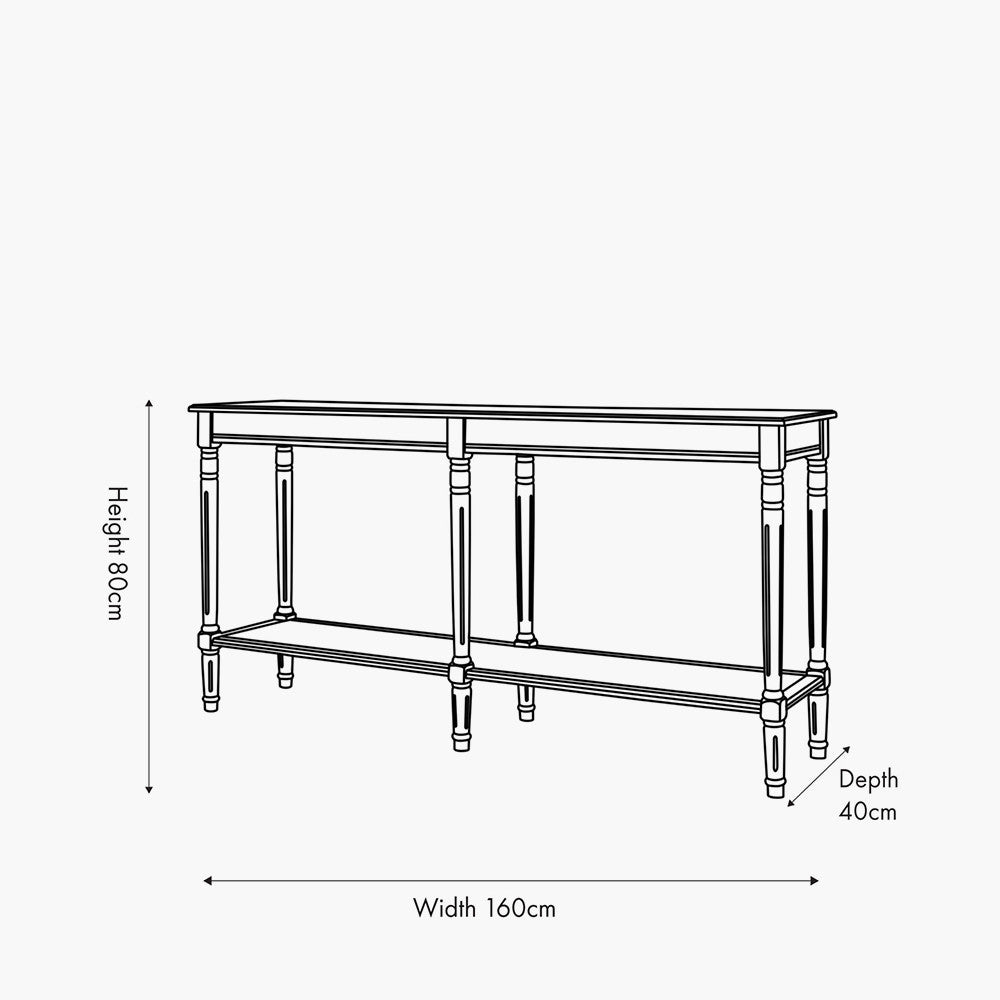 Heritage Elizabeth White Pine Wood Large Console Table