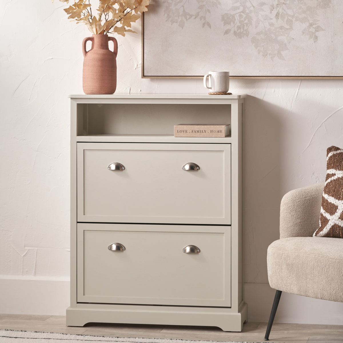 Croft Linen Pine Wood Shoe Storage Unit