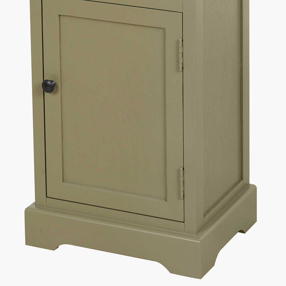 Croft Olive Pine Wood Slim 1 Door 3 Shelf Unit