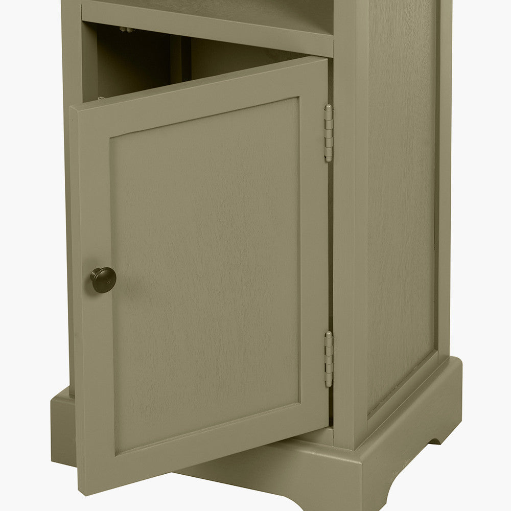 Croft Olive Pine Wood Slim 1 Door 3 Shelf Unit