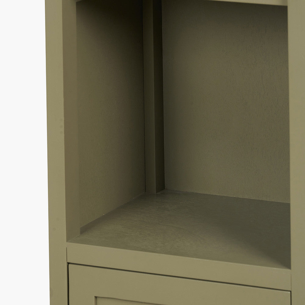 Croft Olive Pine Wood Slim 1 Door 3 Shelf Unit