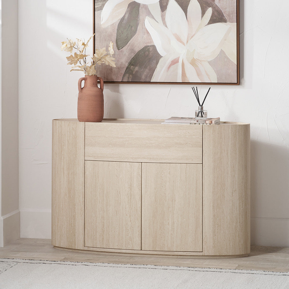 Tivoli Travertine Effect Veneer 1 Drawer, 2 Door Sideboard