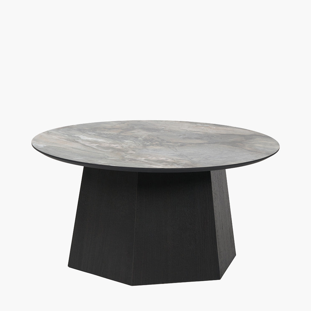 Myana Jade Marble Effect and Dark Brown Oak Veneer Coffee table