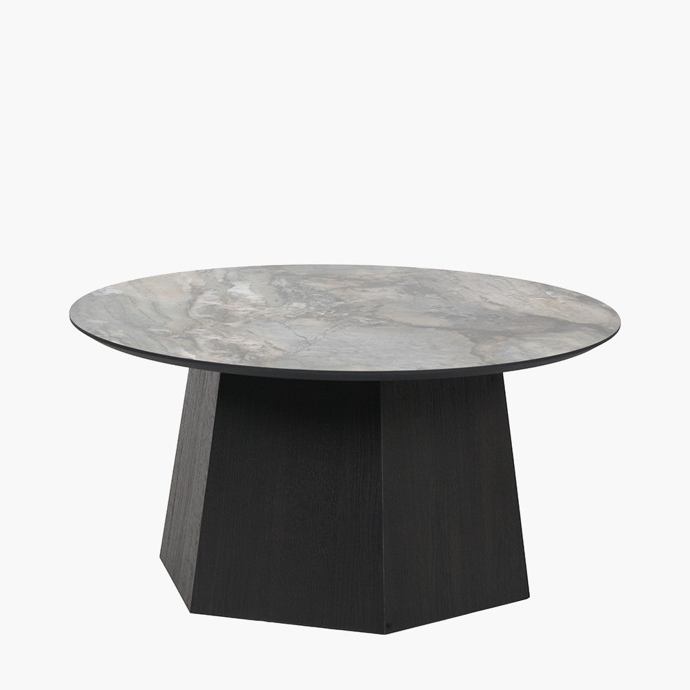 Myana Jade Marble Effect and Dark Brown Oak Veneer Coffee table
