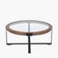 Vermont Clear Glass and Light Walnut Wood Veneer Coffee Table