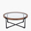 Vermont Clear Glass and Light Walnut Wood Veneer Coffee Table