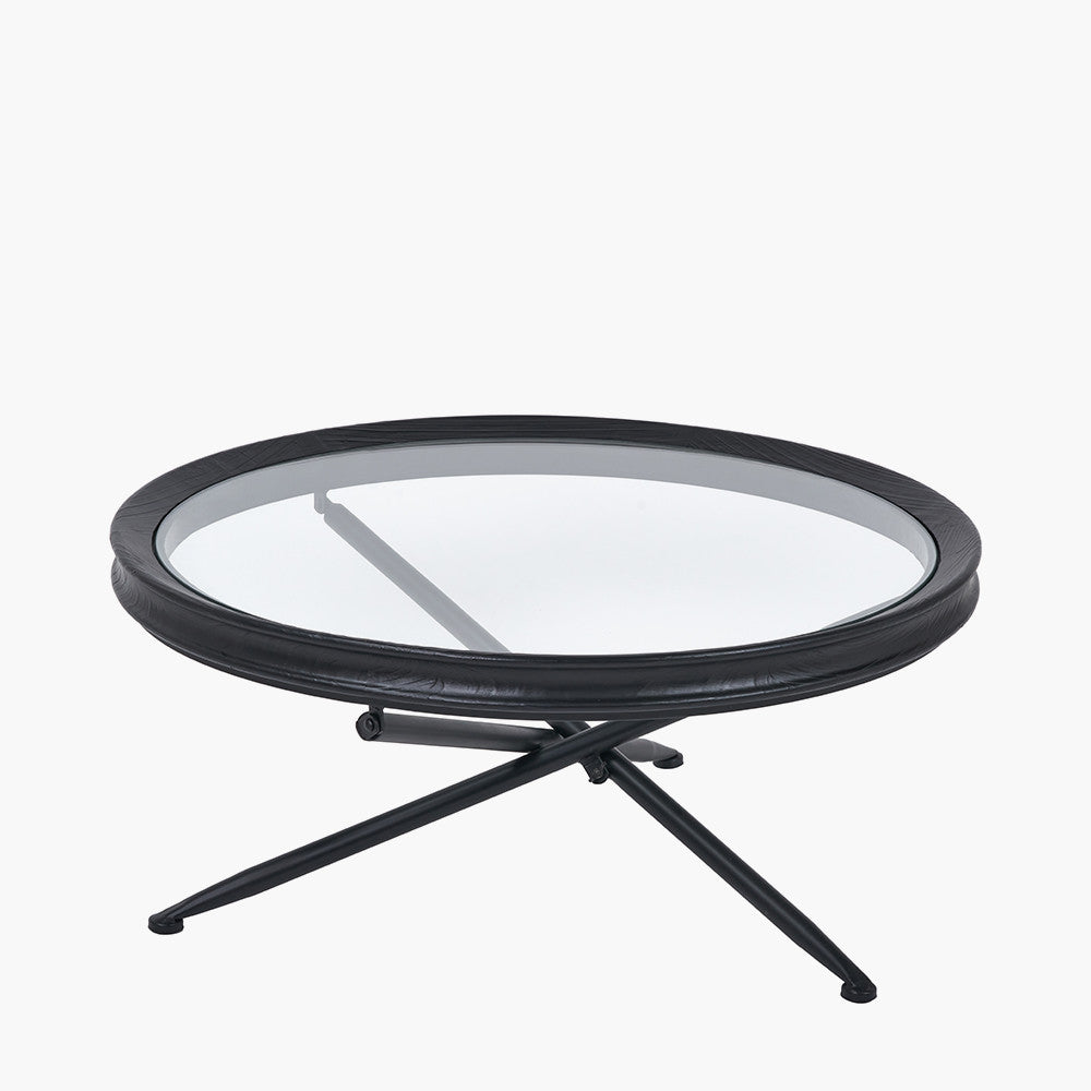 Elwood Clear Glass and Black Fir Wood Effect Coffee Table
