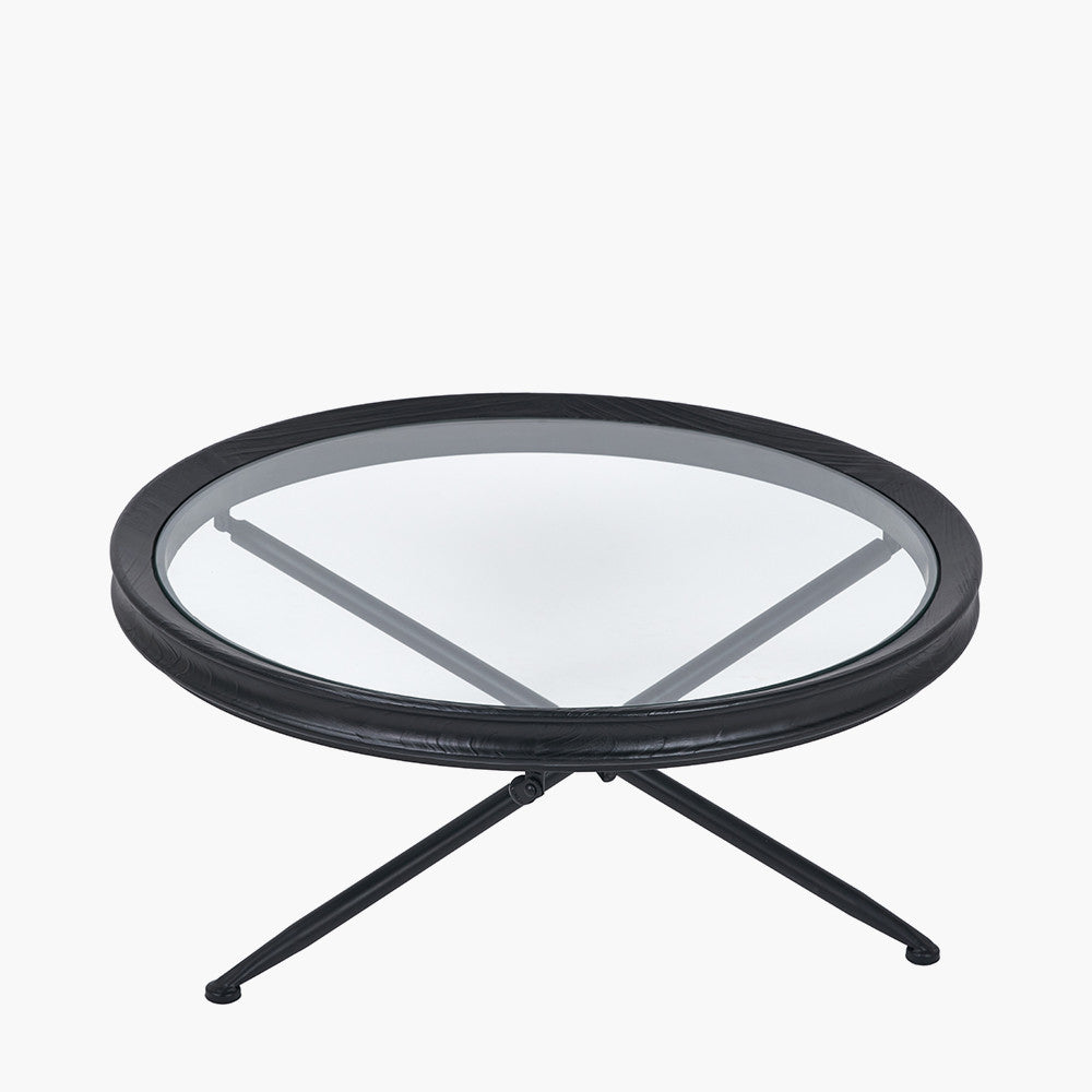 Elwood Clear Glass and Black Fir Wood Effect Coffee Table