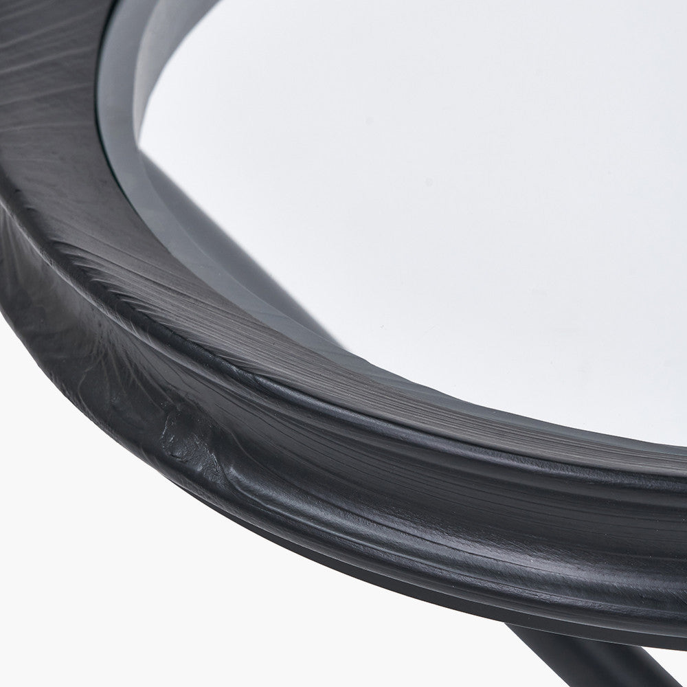 Elwood Clear Glass and Black Fir Wood Effect Side Table