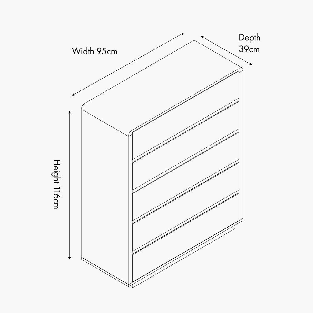 Eversley Oak Effect Veneer 5 Drawer Unit