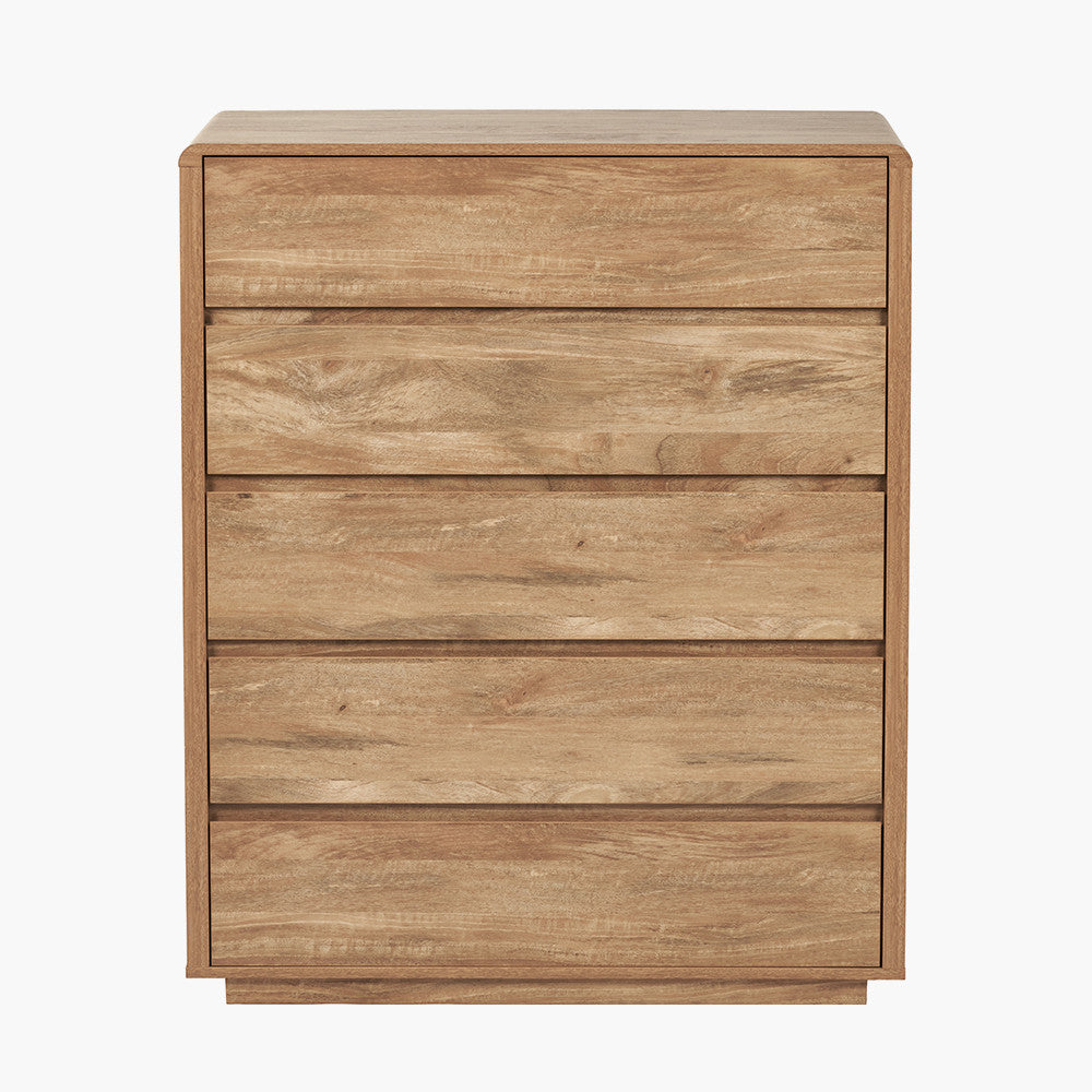 Eversley Oak Effect Veneer 5 Drawer Unit