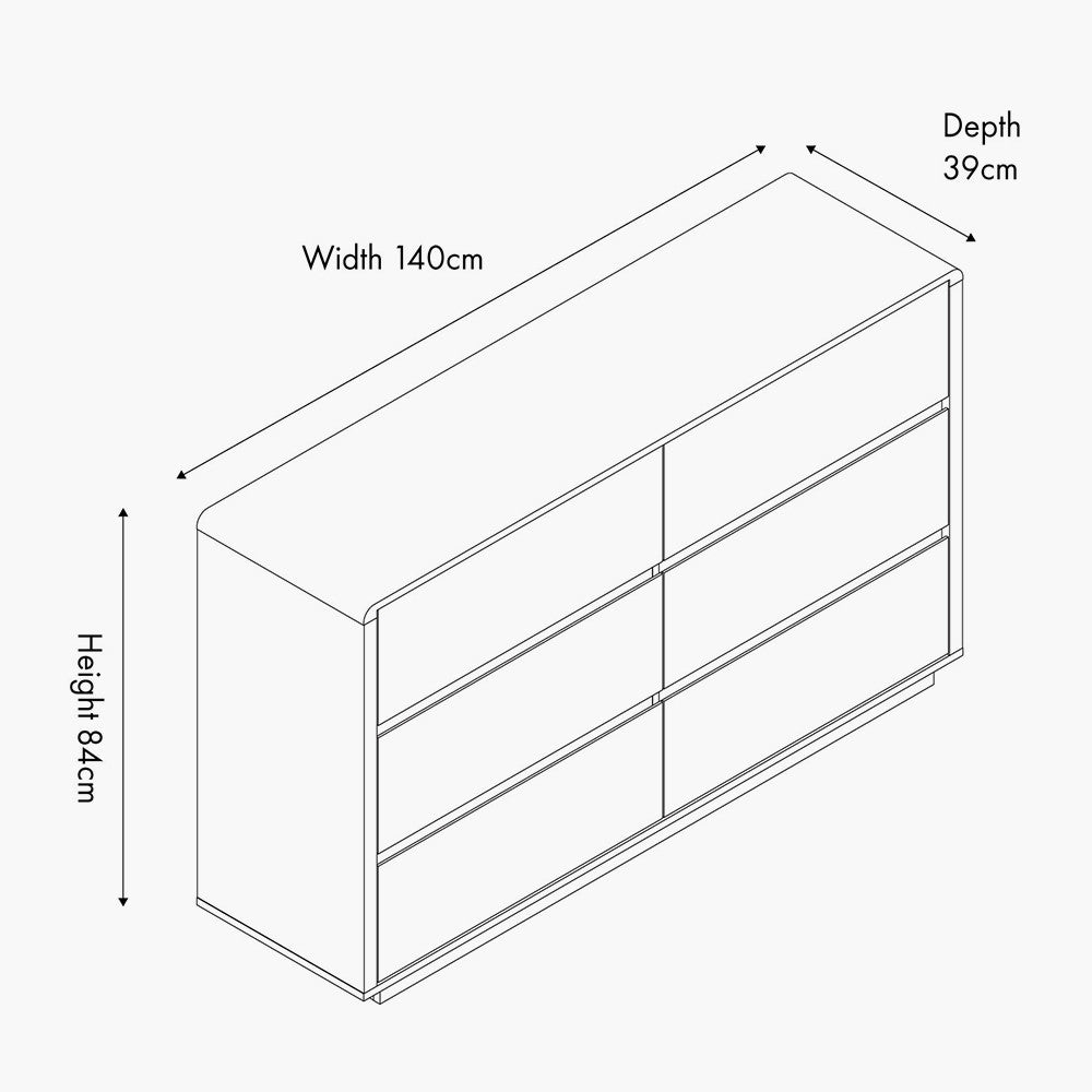 Eversley Oak Effect Veneer 6 Drawer Unit