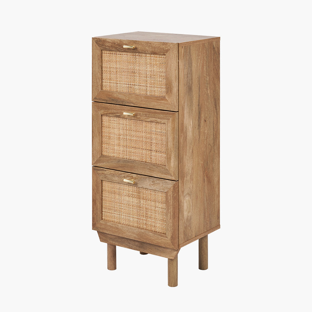 Henrik Natural Rattan 3 Drawer Tall Unit