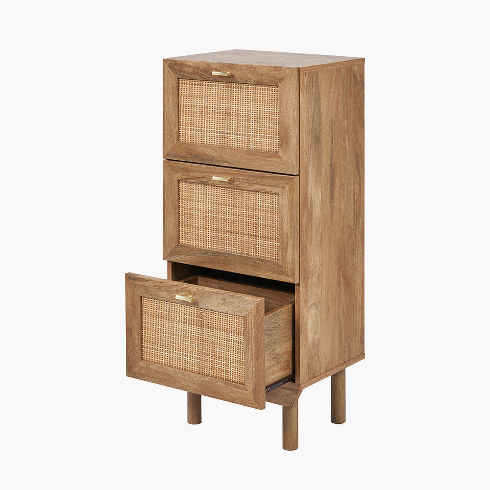 Henrik Natural Rattan 3 Drawer Tall Unit