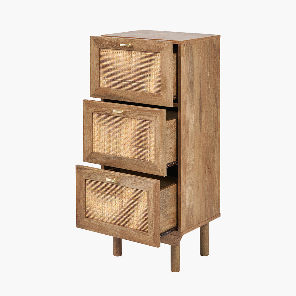 Henrik Natural Rattan 3 Drawer Tall Unit