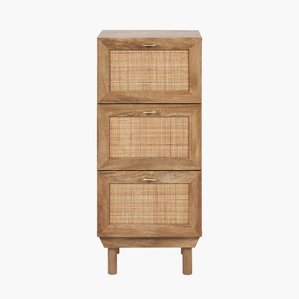 Henrik Natural Rattan 3 Drawer Tall Unit