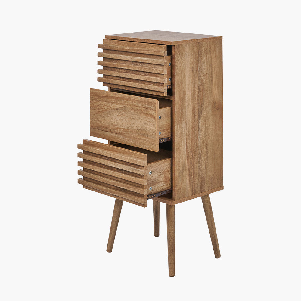 Larvik Natural Eucalyptus Wood 3 Drawer Tall Unit