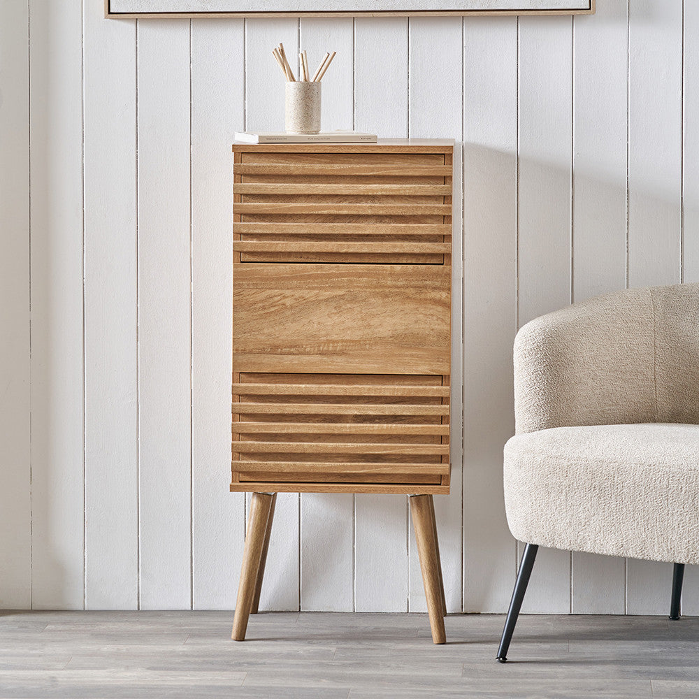 Larvik Natural Eucalyptus Wood 3 Drawer Tall Unit