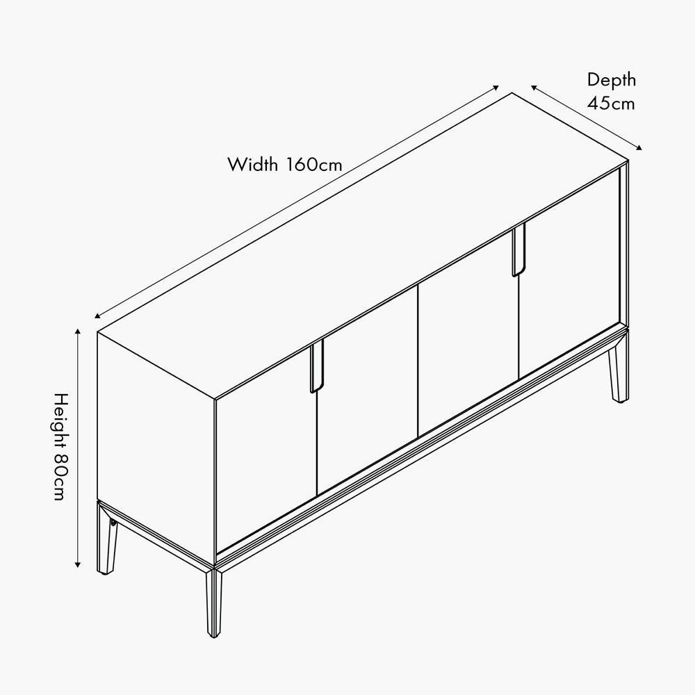 Gio White Sand Acacia Wood 4 Door Sideboard