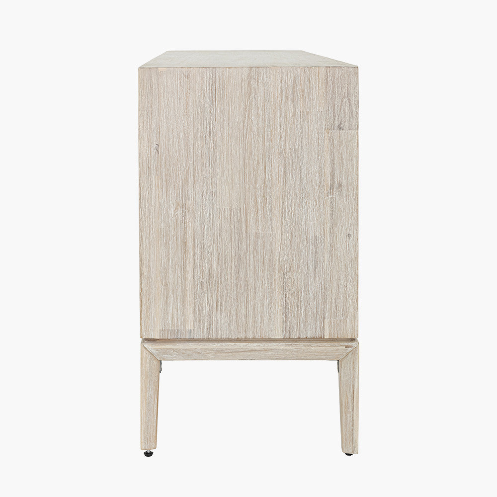 Gio White Sand Acacia Wood 4 Door Sideboard
