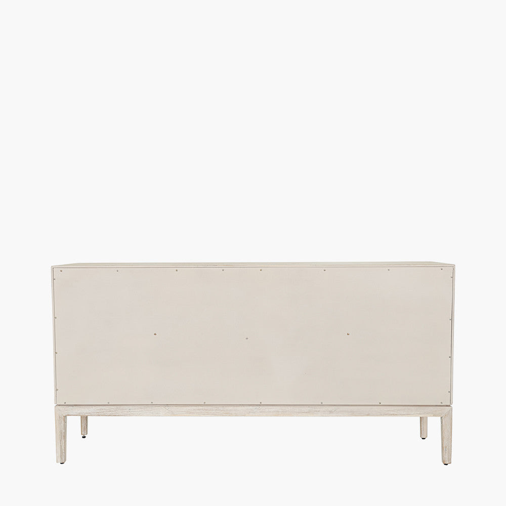 Gio White Sand Acacia Wood 4 Door Sideboard
