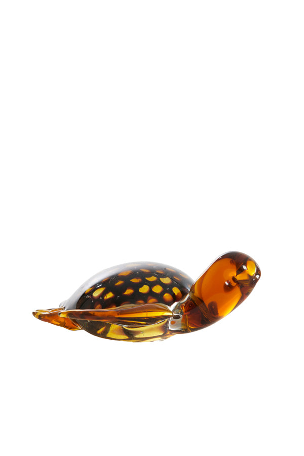 Ornament 15,5x14,5x7 cm TURTLE glass amber+amber-black