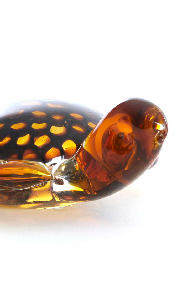 Ornament 15,5x14,5x7 cm TURTLE glass amber+amber-black