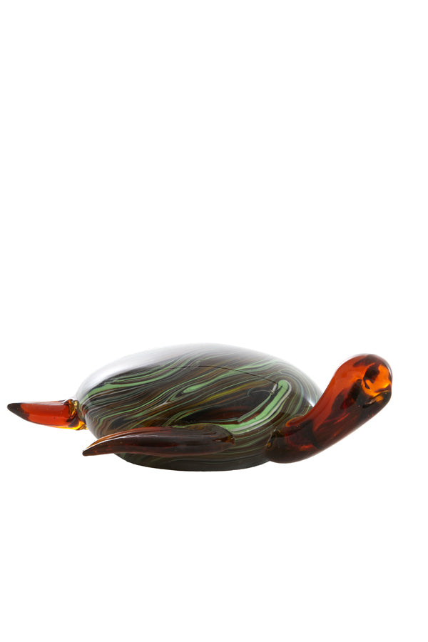 Ornament 19x16x7 cm TURTLE glass amber+green
