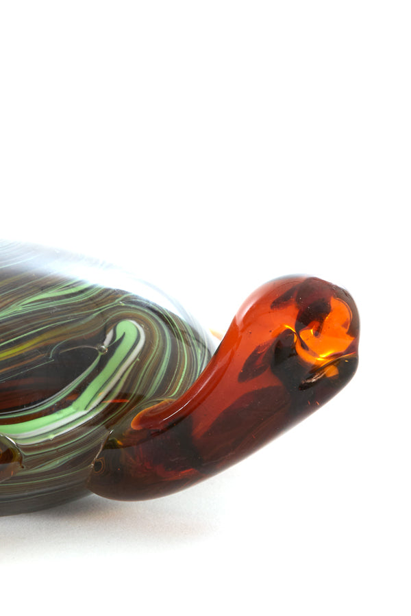 Ornament 19x16x7 cm TURTLE glass amber+green