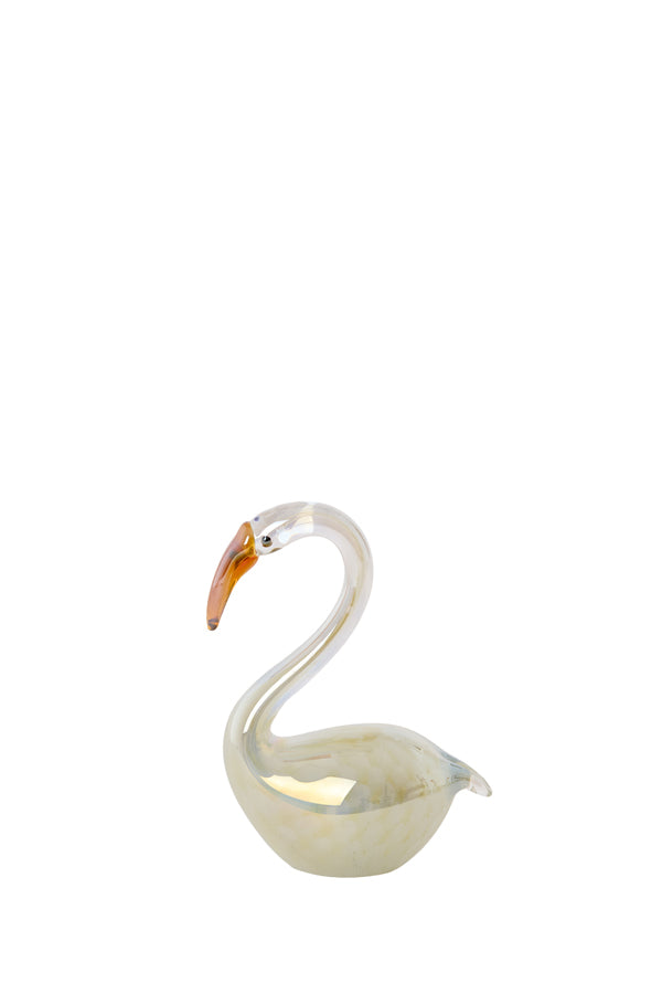 Ornament 12x7x17 cm SWAN glass cream