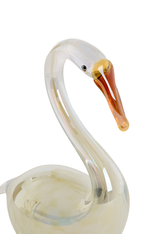 Ornament 12x7x17 cm SWAN glass cream