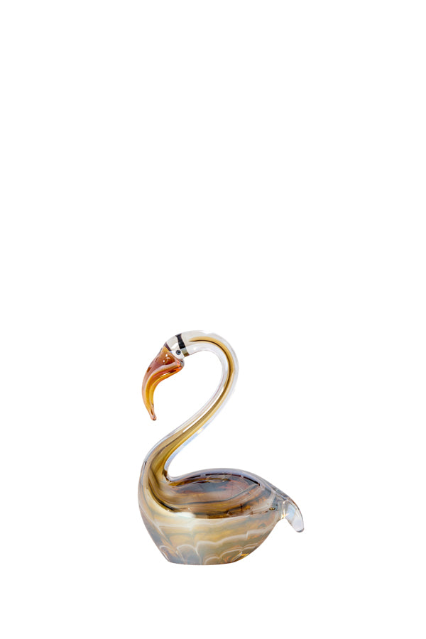 Ornament 12x7x17 cm SWAN glass brown+cream
