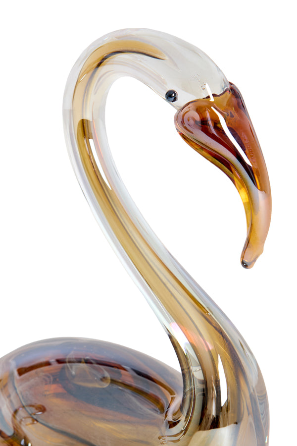 Ornament 12x7x17 cm SWAN glass brown+cream