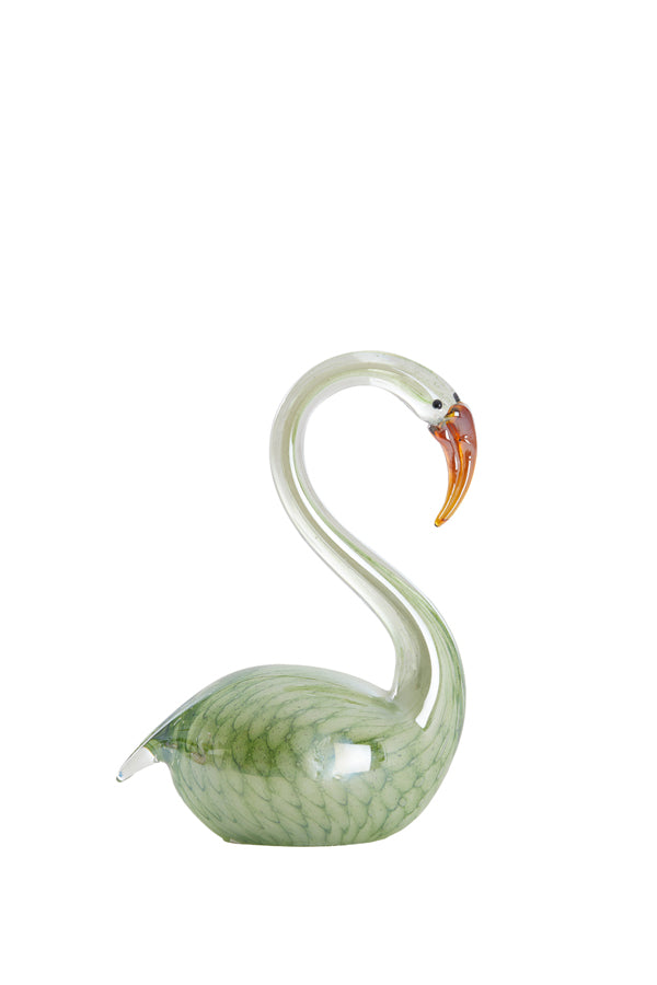 Ornament 13x8x20 cm SWAN glass green