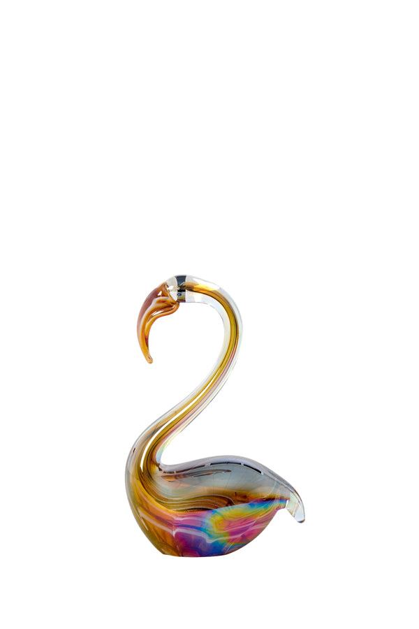 Ornament 13x8x20 cm SWAN glass brown+cream