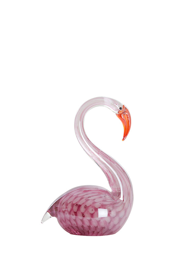 Ornament 13x8x20 cm SWAN glass pink