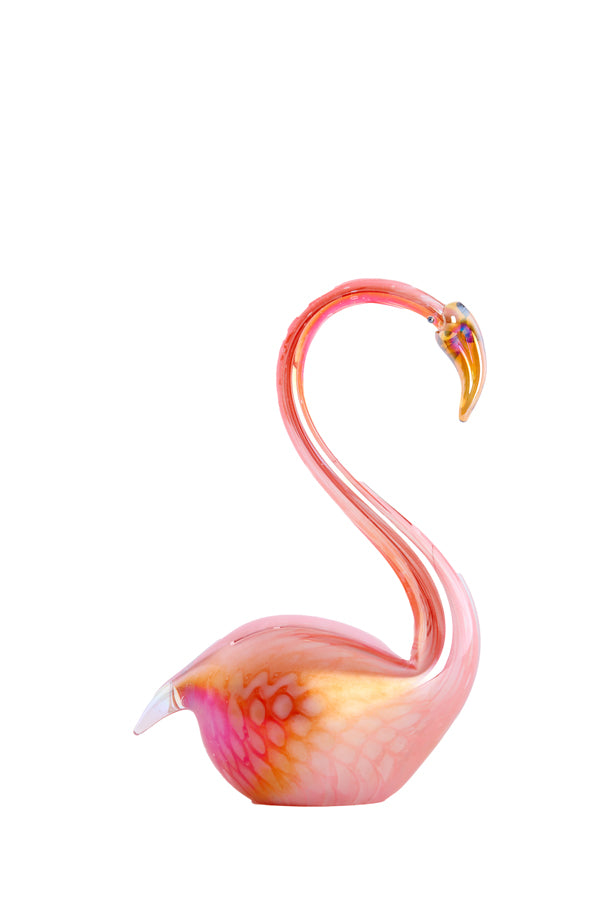 Ornament 13x8x20 cm SWAN glass orange