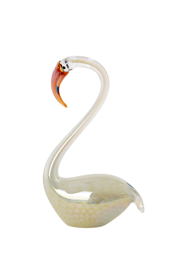 Ornament 17x9,5x29 cm SWAN glass cream