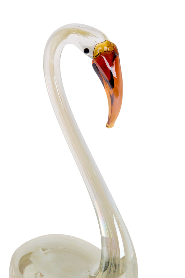 Ornament 17x9,5x29 cm SWAN glass cream