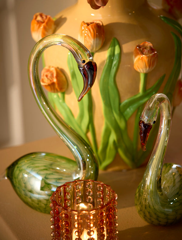 Ornament 17x9,5x29 cm SWAN glass green