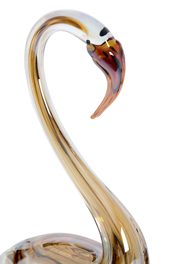 Ornament 17x9,5x29 cm SWAN glass brown+cream