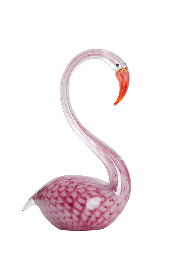 Ornament 17x9,5x29 cm SWAN glass pink