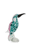 Ornament 8x5x16 cm BIRD glass emerald green+pink