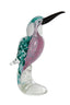 Ornament 14,5x8x19 cm BIRD glass emerald green+pink