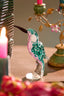 Ornament 14,5x8x19 cm BIRD glass emerald green+pink
