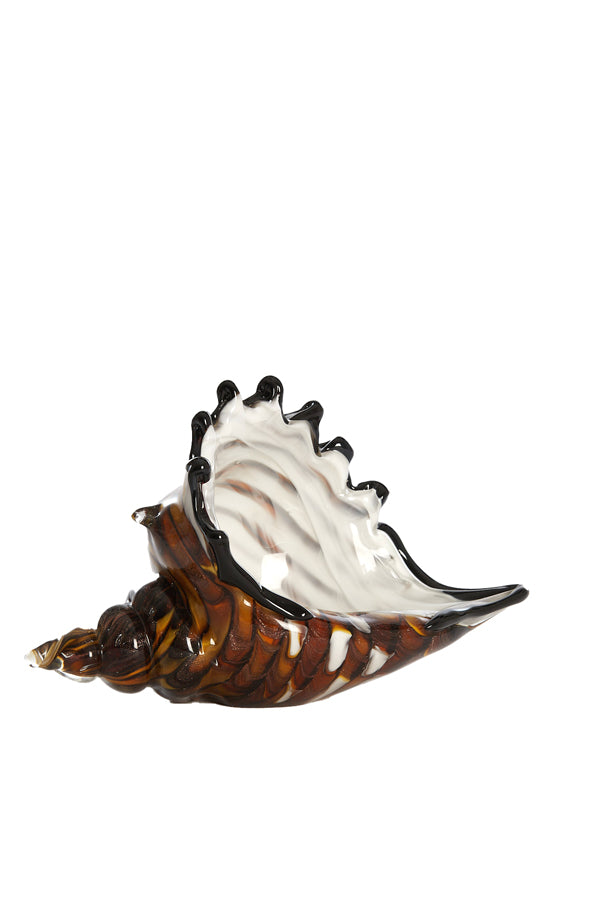 Ornament 22x10x12 cm SHELL glass brown-bronze+white