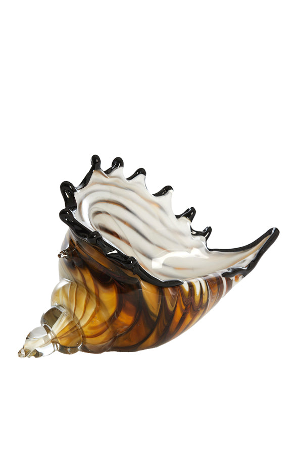 Ornament 28x12x16 cm SHELL glass brown-bronze+white