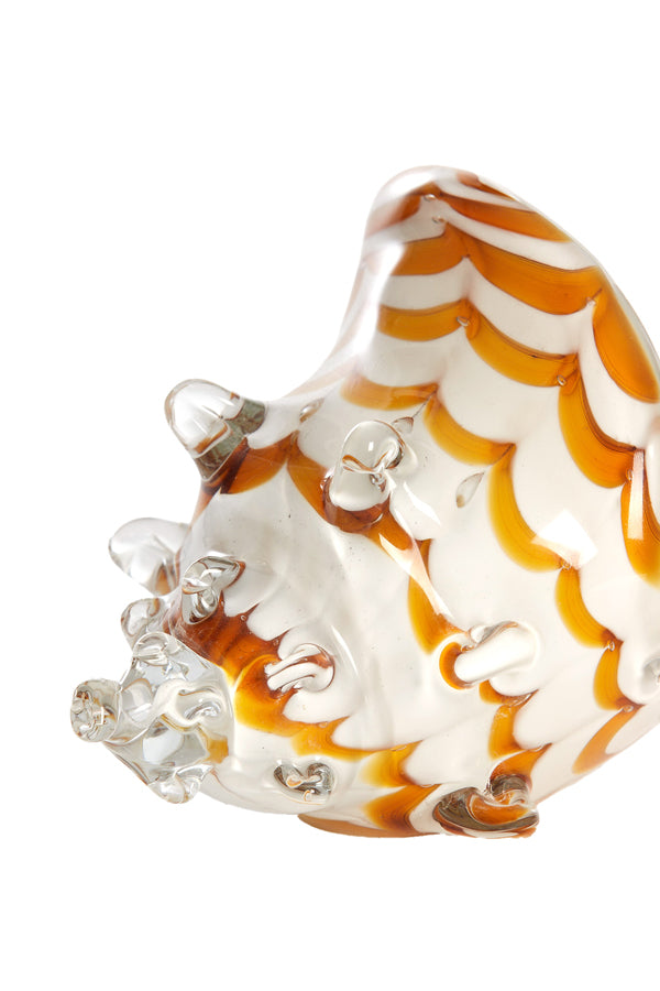 Ornament 28x12x16 cm SHELL glass white+caramel